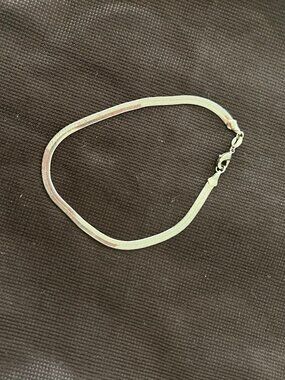 925 Sterling Silver 19 cm Herringbone Anklet Elegant Women's Minimalist Jewelry